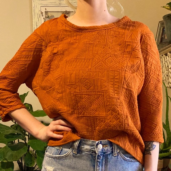 Zara Tops - Zara Burnt Orange Tribal Print Blouse- SZ M